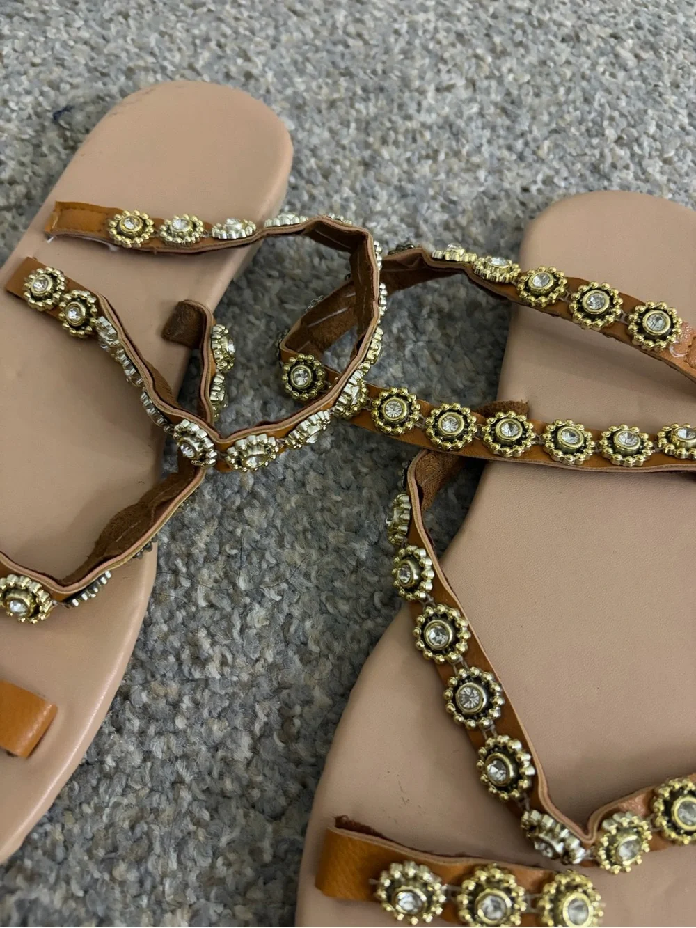 None tan strappy